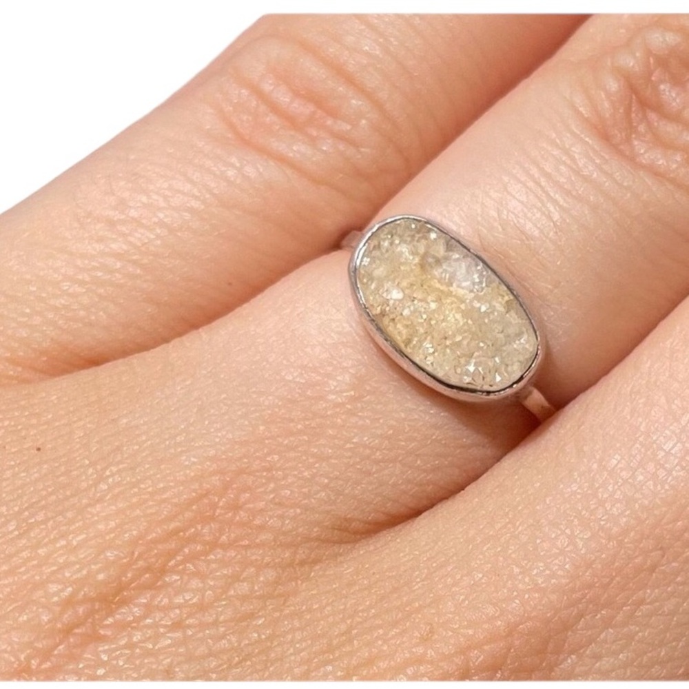 Melissa Joy Manning .925 Sterling Silver Beautiful White Druzy Ring - Picture 2 of 8